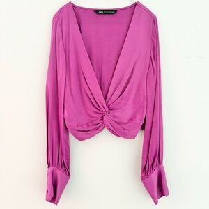 Zara purple satin effect top